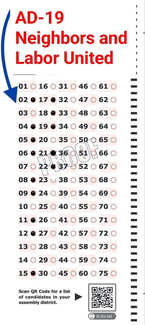2023 - Neighbors and Labor United Scantron