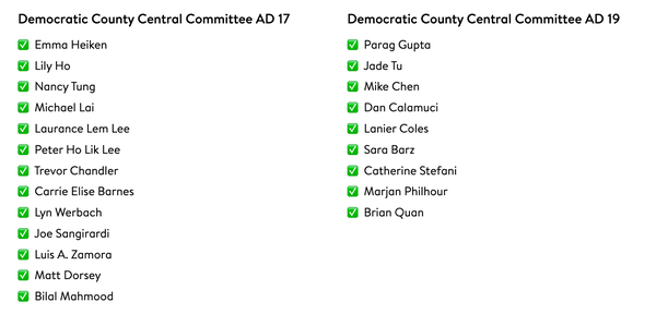 DCCC Endorsements San Francisco