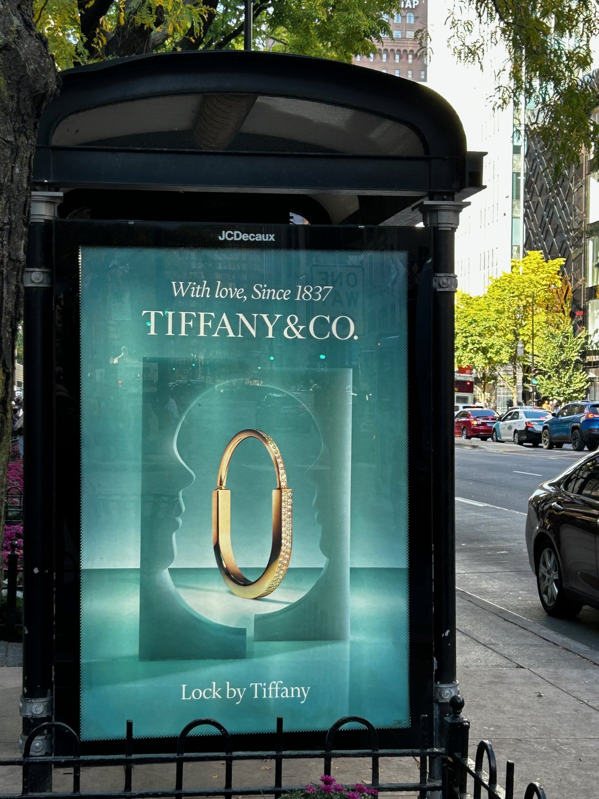 Tiffany ad Michigan Ave Chicago 20241020 photo by Liz Miller