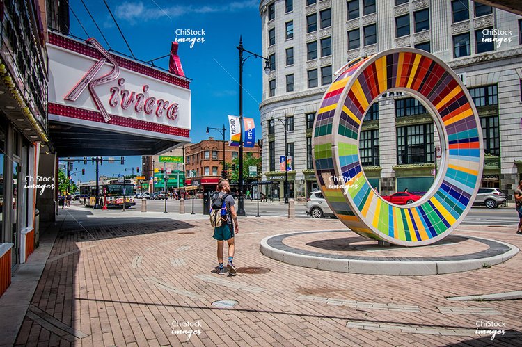 A recently rebuilt, now more walkable plaza on broadway avenue in uptown chicago